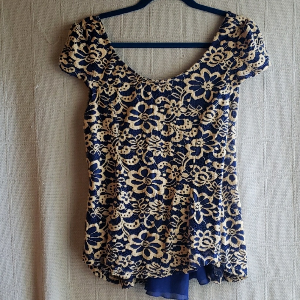 Blue and gold blouse